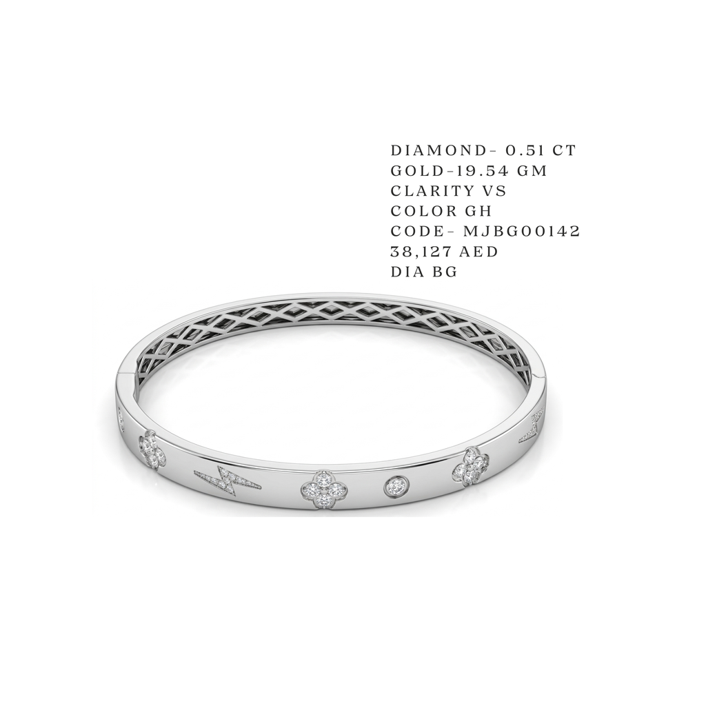 Icon Motif White Gold Bangle