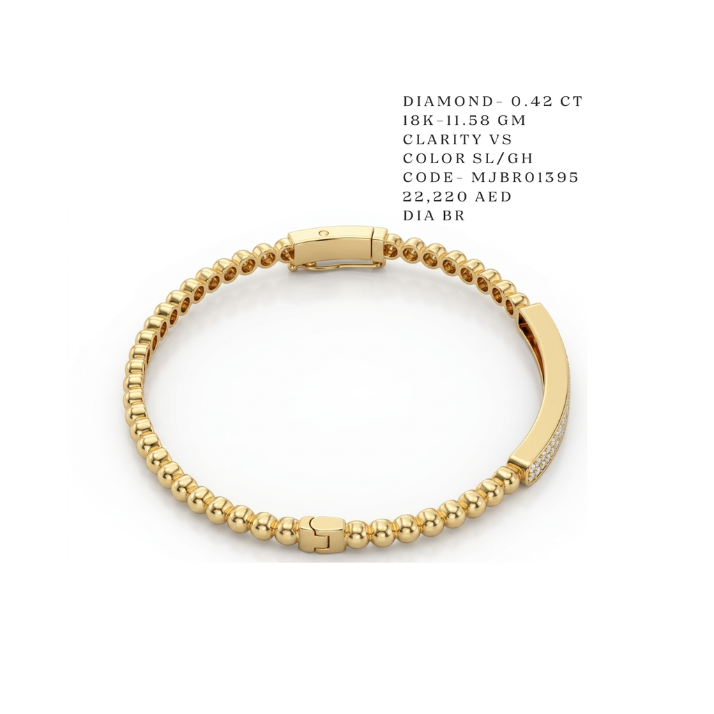 Golden Bead Pavé Bar Bracelet (or Perlée Diamond Bar Bangle)