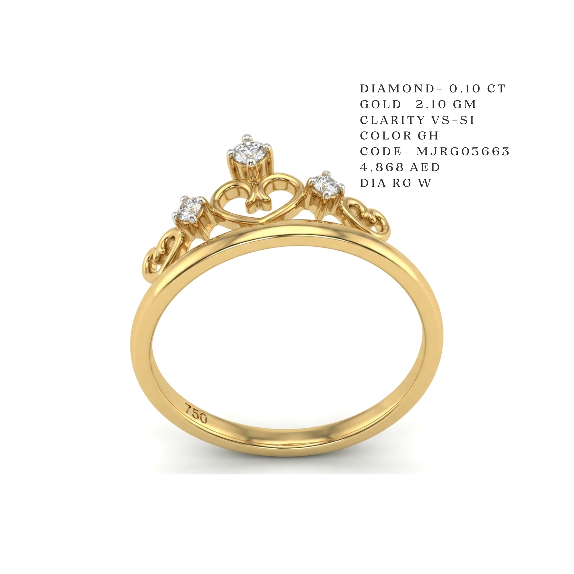 Regal Tiara Diamond Crown Ring