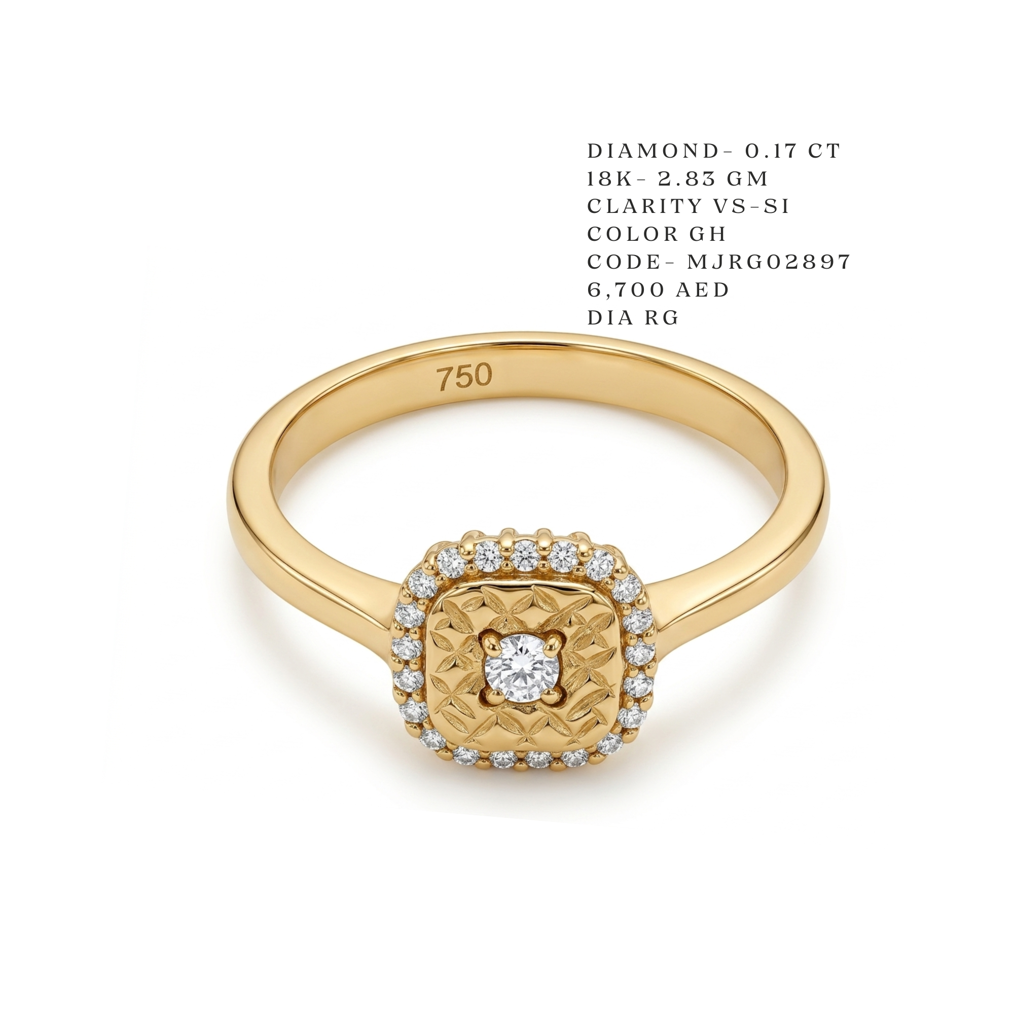 The Marrakech Textured Cushion Gold Ring Main image