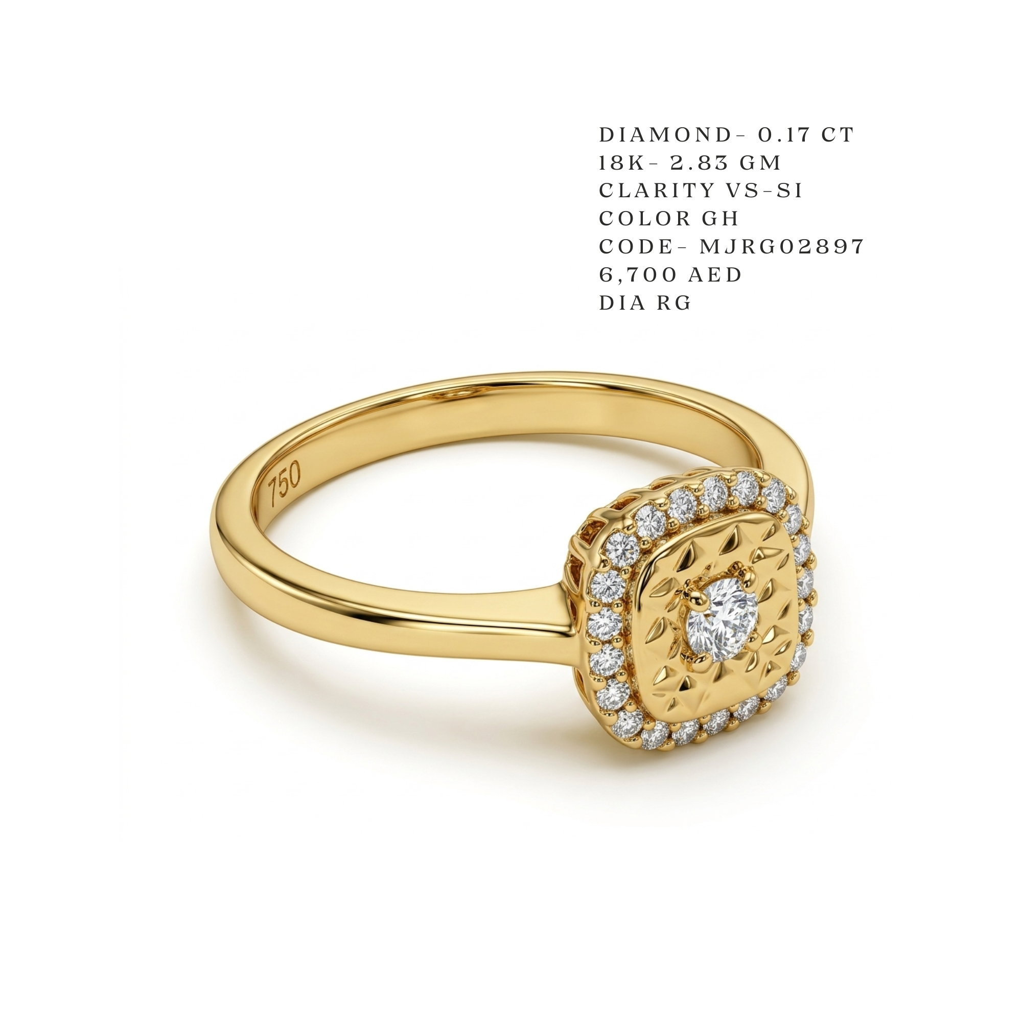 The Marrakech Textured Cushion Gold Ring Secondary image