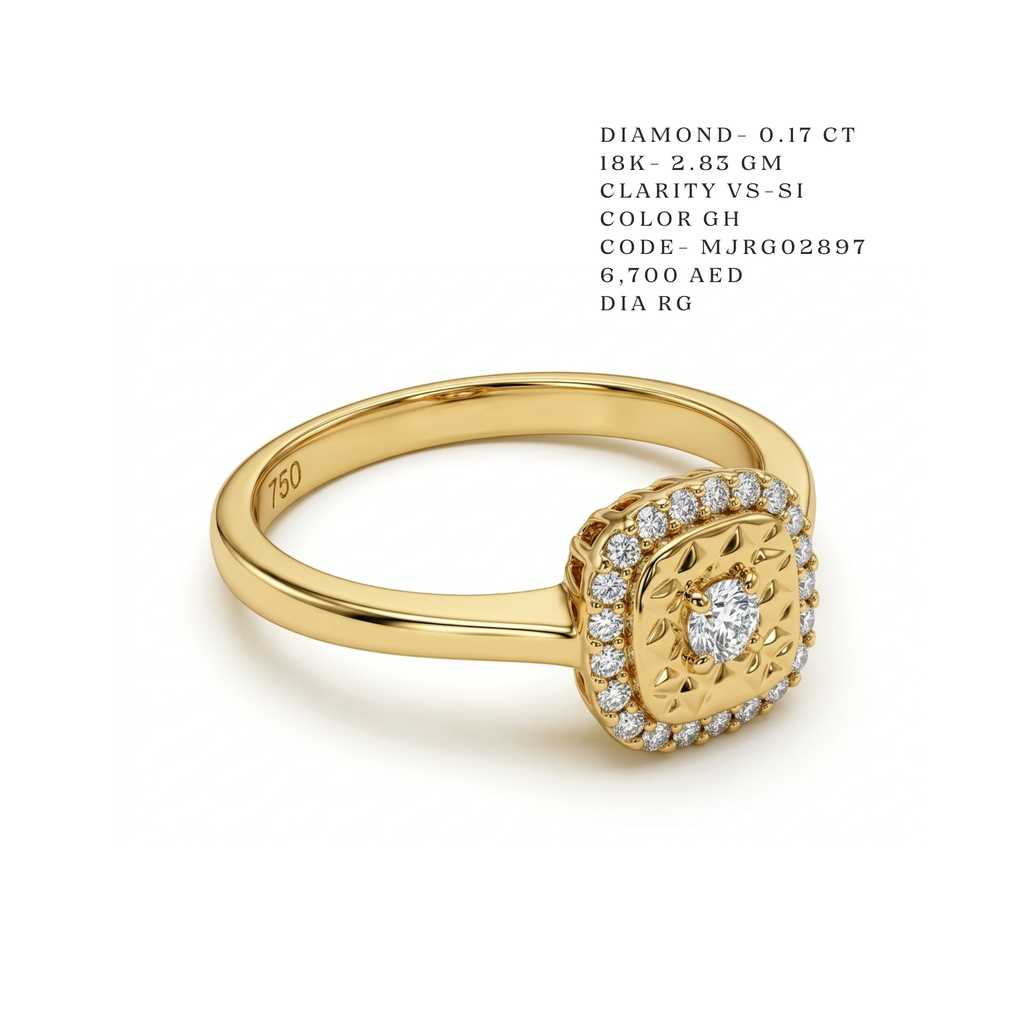 The Marrakech Textured Cushion Gold Ring