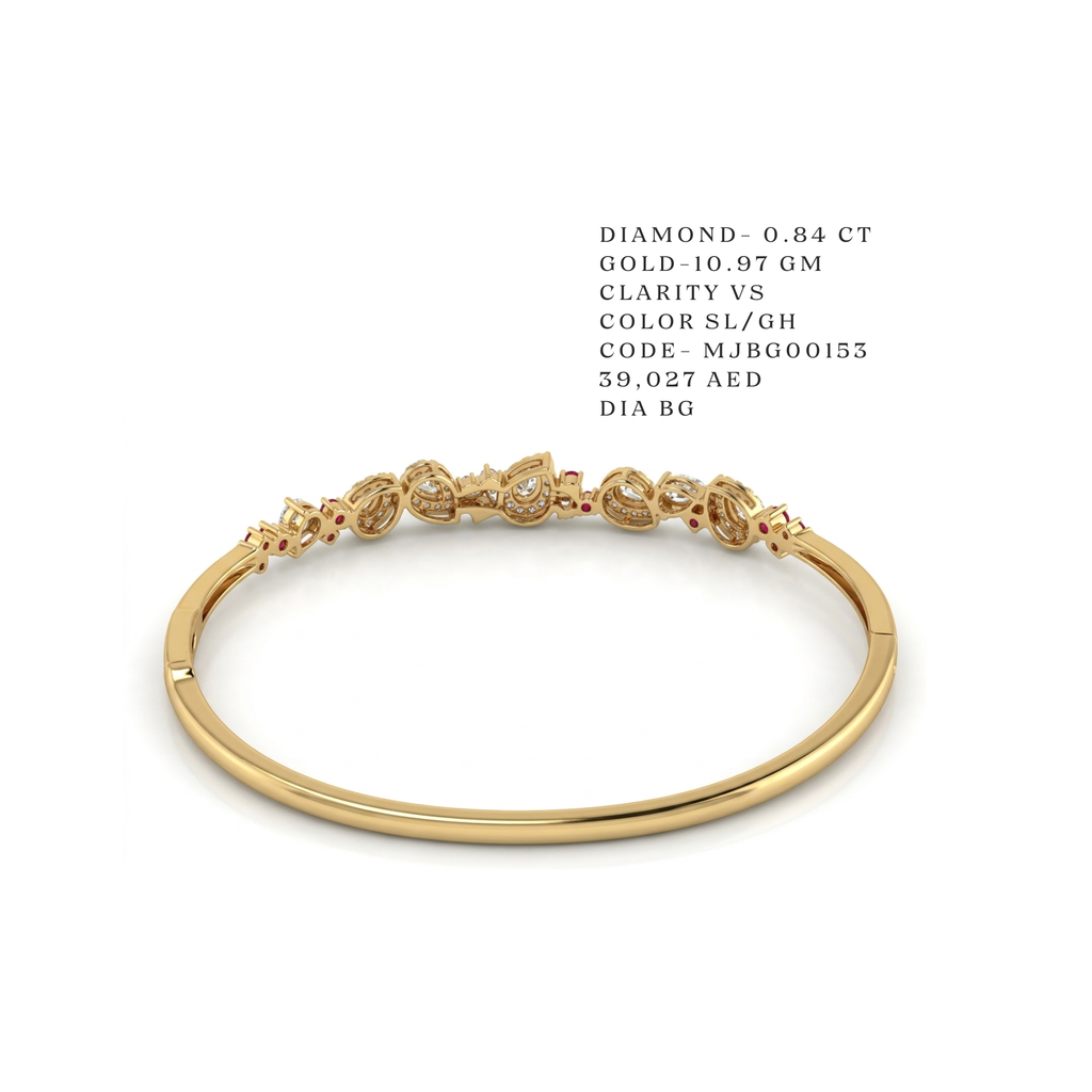 Ruby and Pear Diamond Cluster Bangle