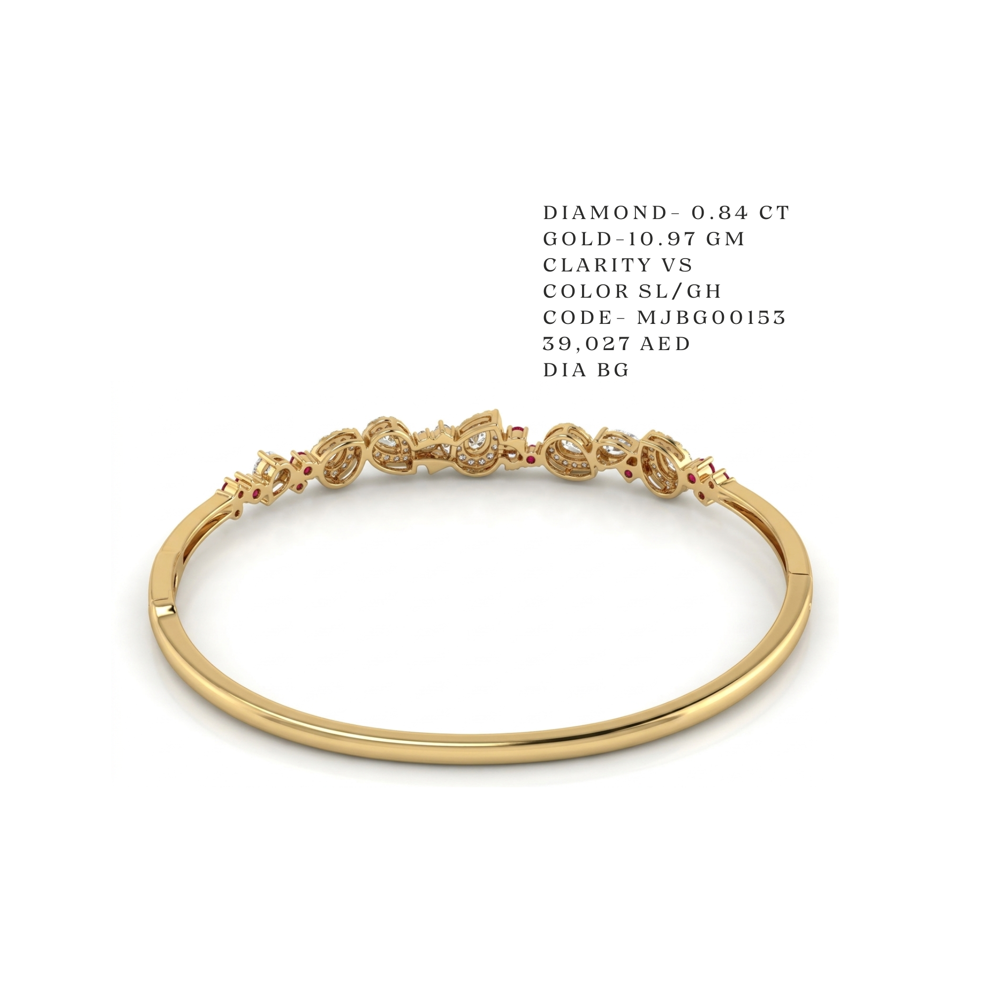 Ruby and Pear Diamond Cluster Bangle