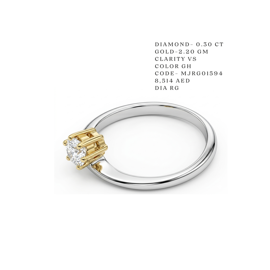 The Duet Two-Tone Solitaire Crown Ring