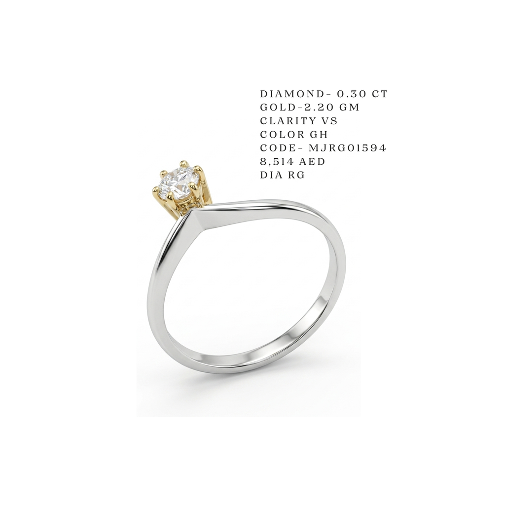 The Duet Two-Tone Solitaire Crown Ring