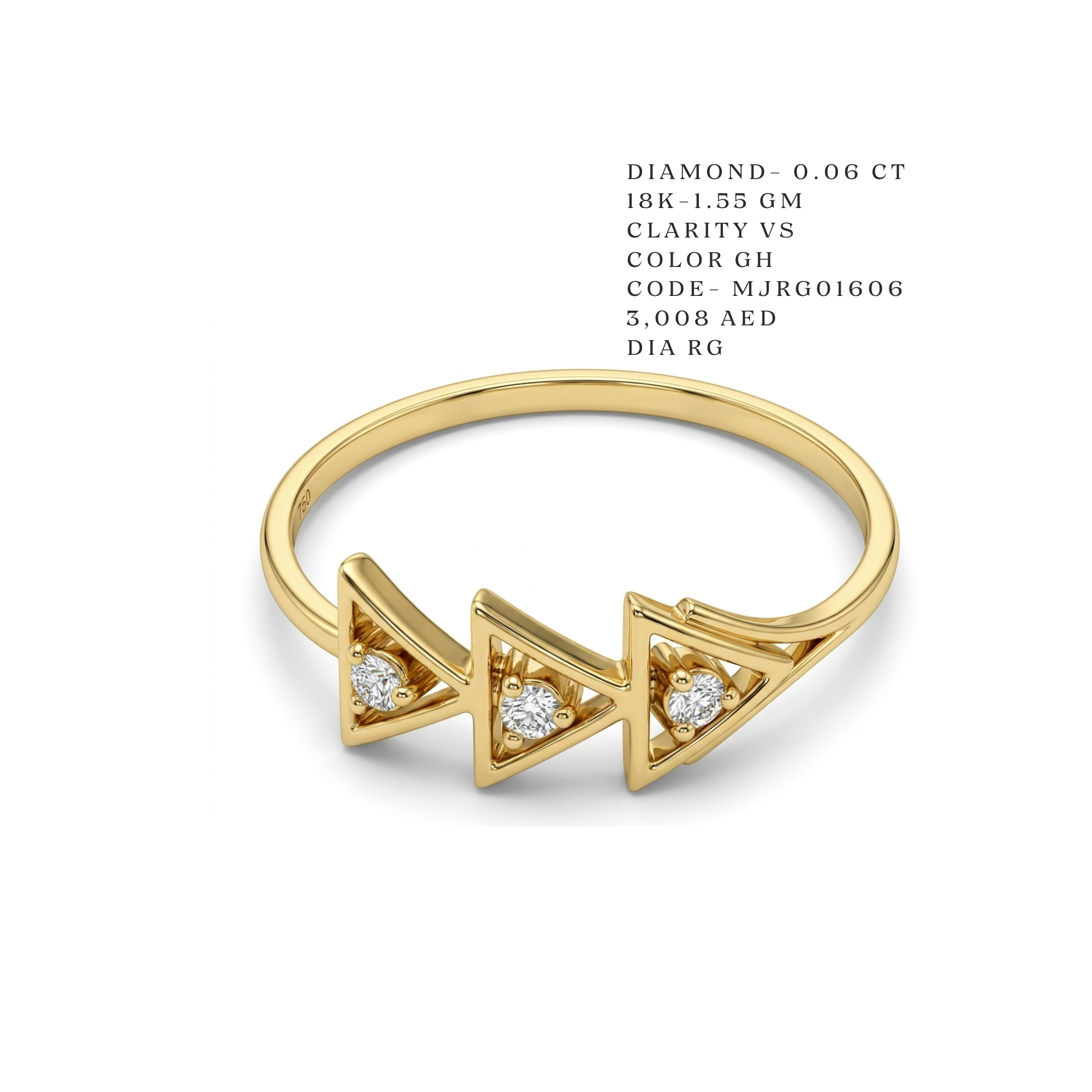 Trinity Chevron Geometric Gold Ring