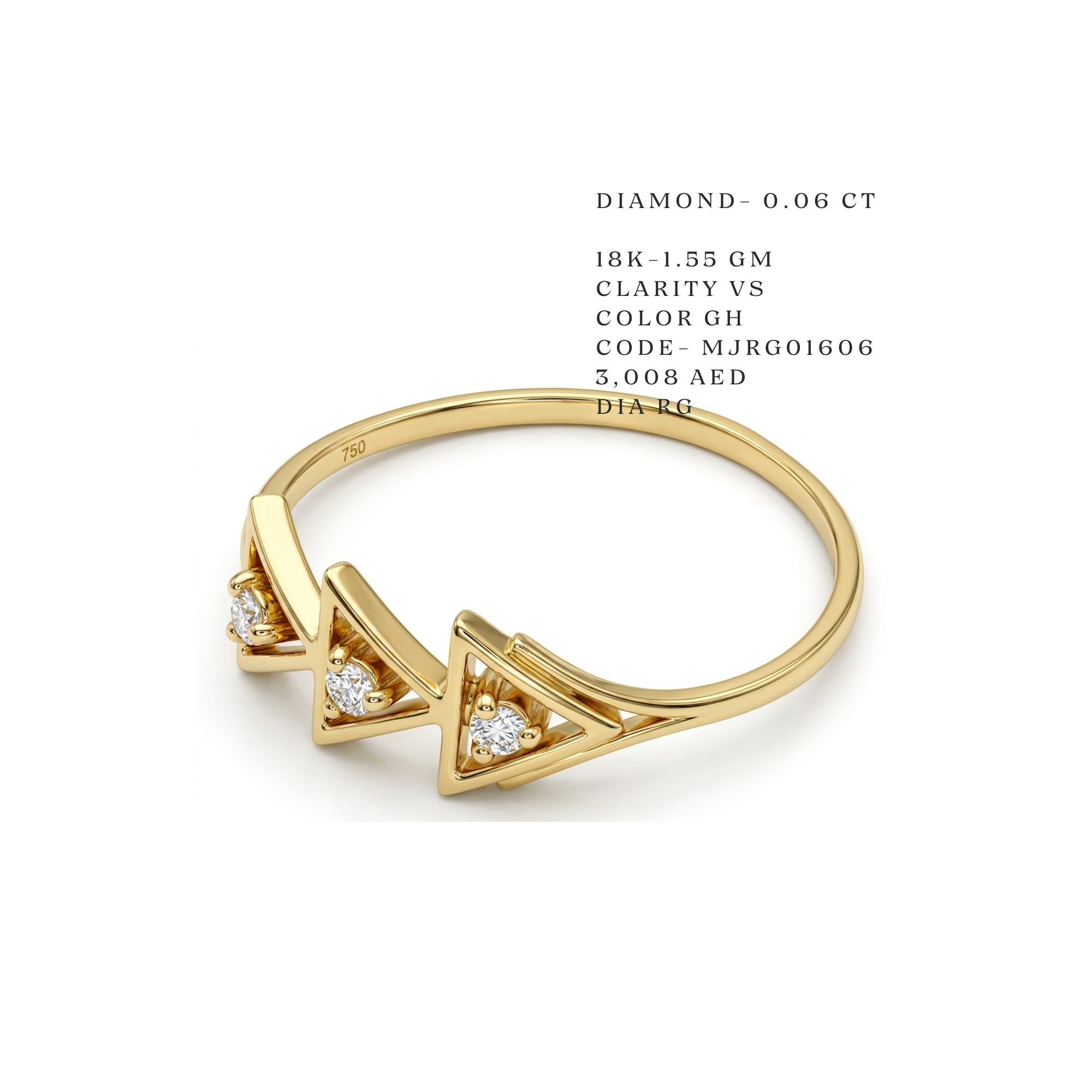 Trinity Chevron Geometric Gold Ring