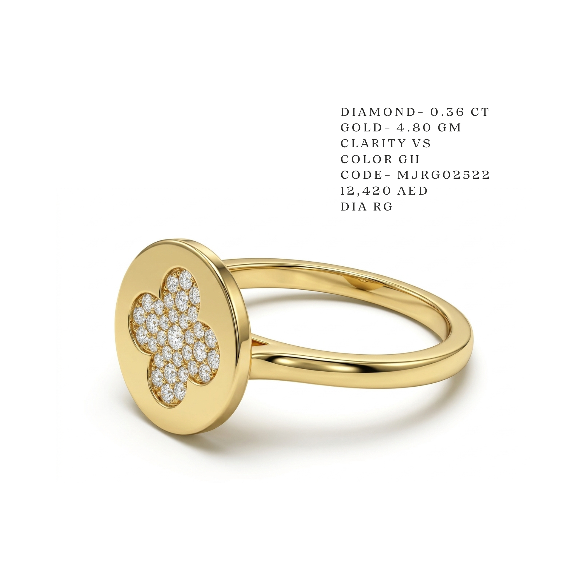 Clover Disc Quatrefoil Gold Ring Secondary image