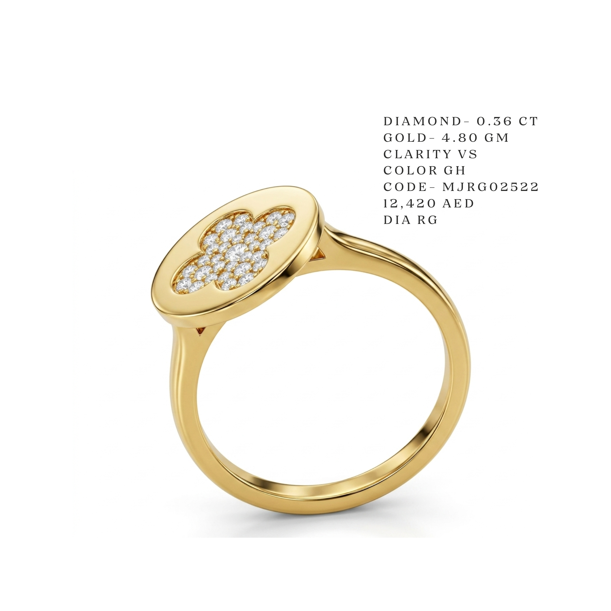 Clover Disc Quatrefoil Gold Ring