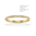 Pyramid Stud Pavé Yellow Gold Bangle