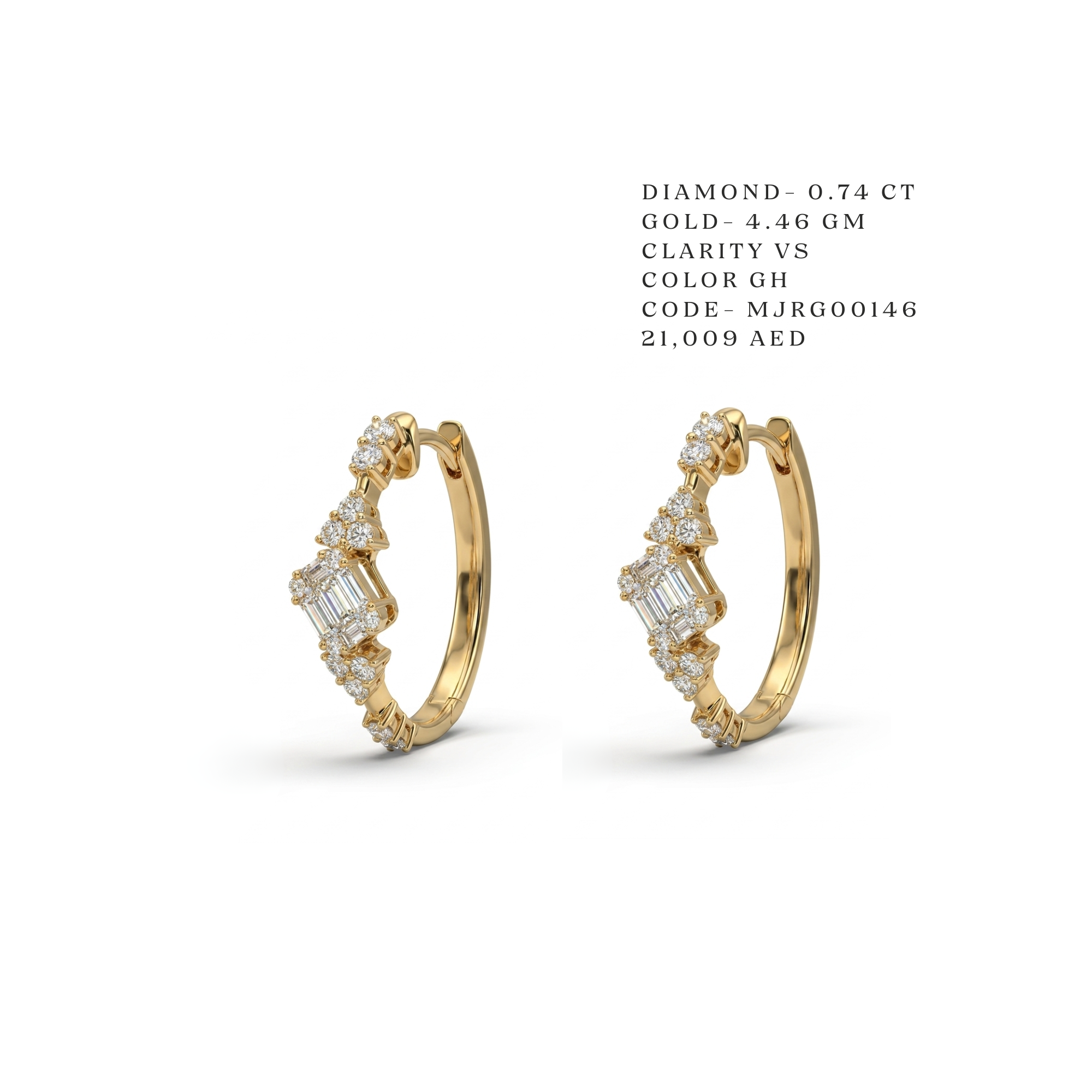 Baguette Cluster Huggie Hoop Earrings Main image