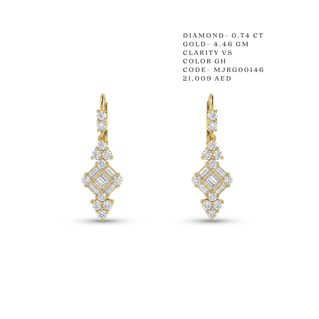 Baguette Cluster Huggie Hoop Earrings