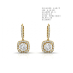 Cushion-Cut Halo Drop Earrings