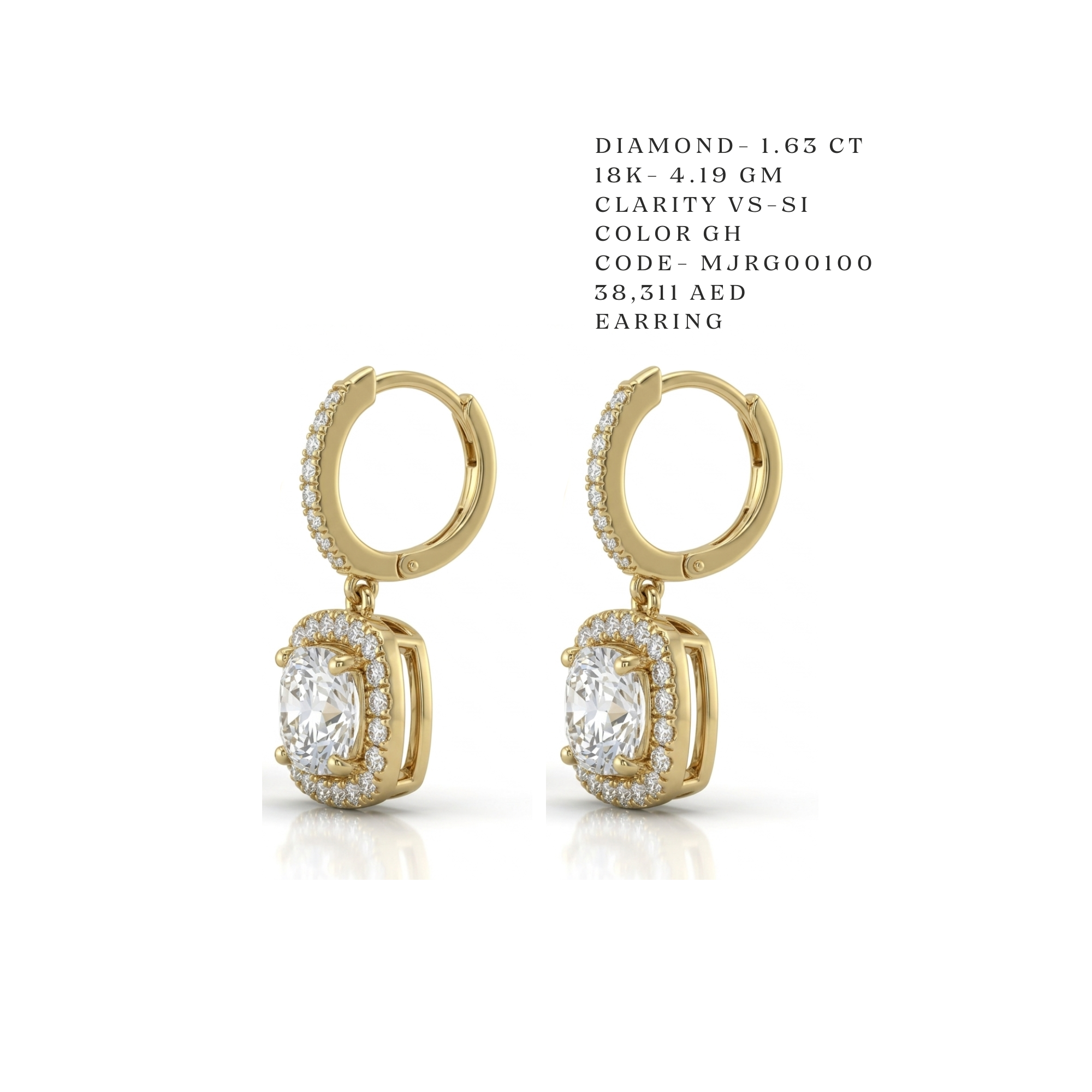 Cushion-Cut Halo Drop Earrings Secondary image