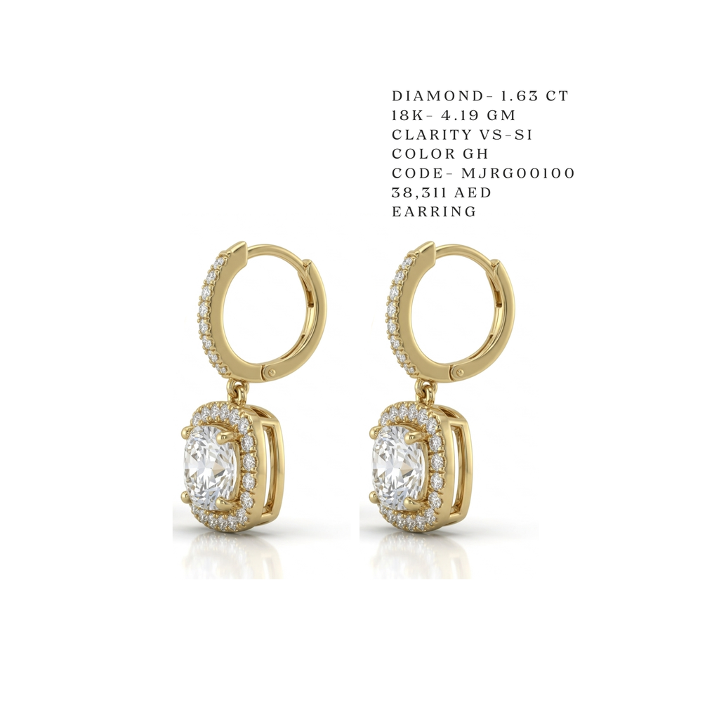 Cushion-Cut Halo Drop Earrings