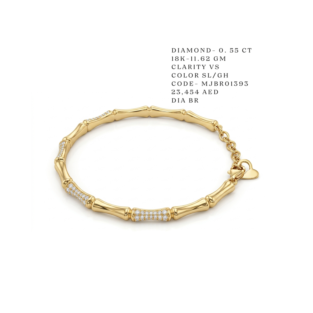 Diamond-Accent Bamboo Link Bracelet