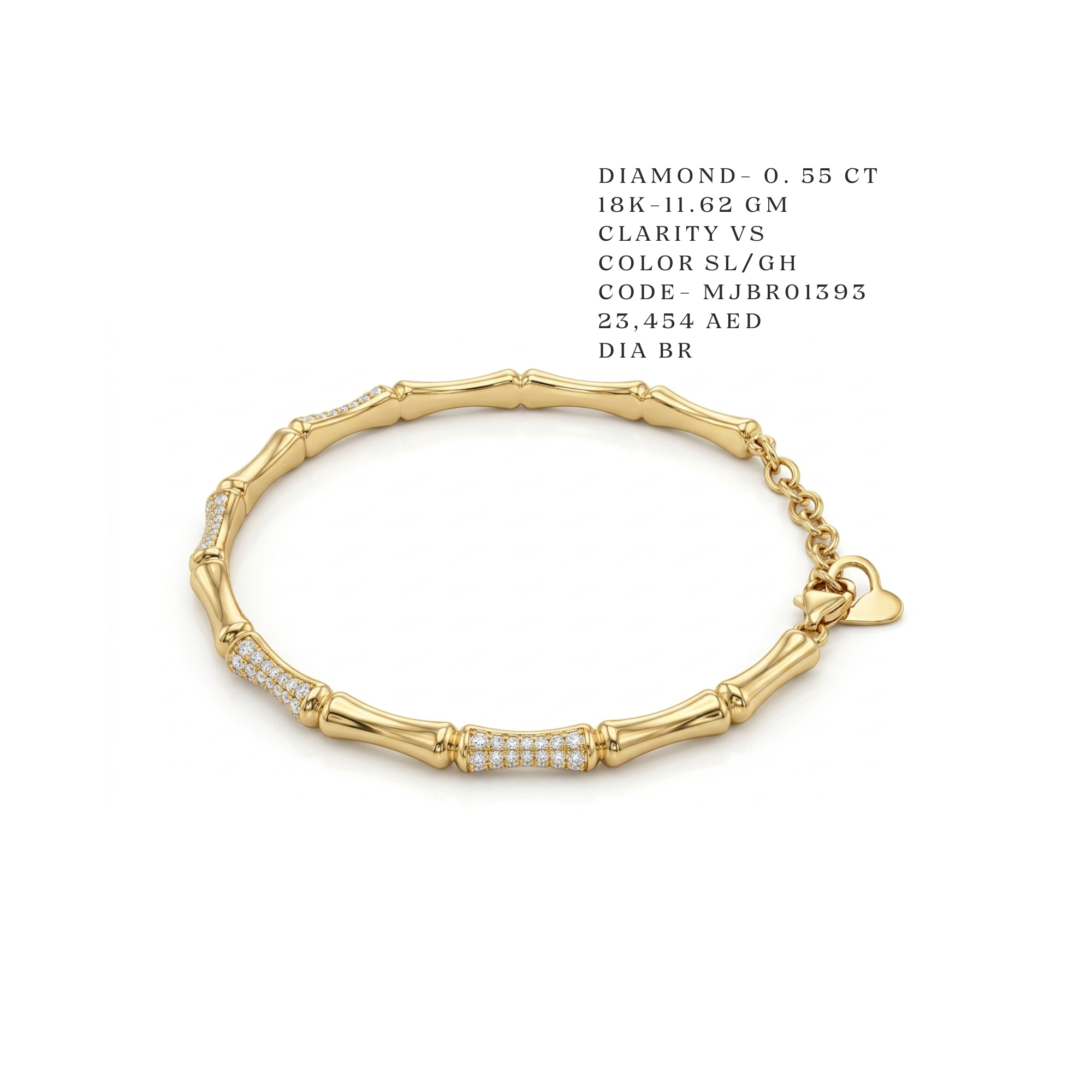 Diamond-Accent Bamboo Link Bracelet