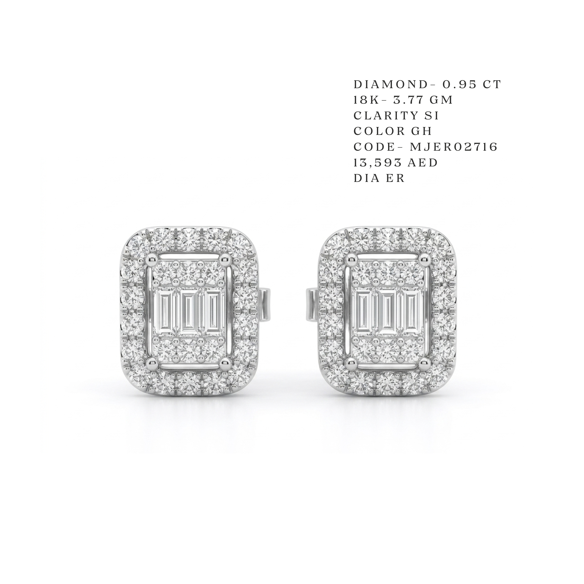 Emerald-Cut Mosaic Halo Studs Main image