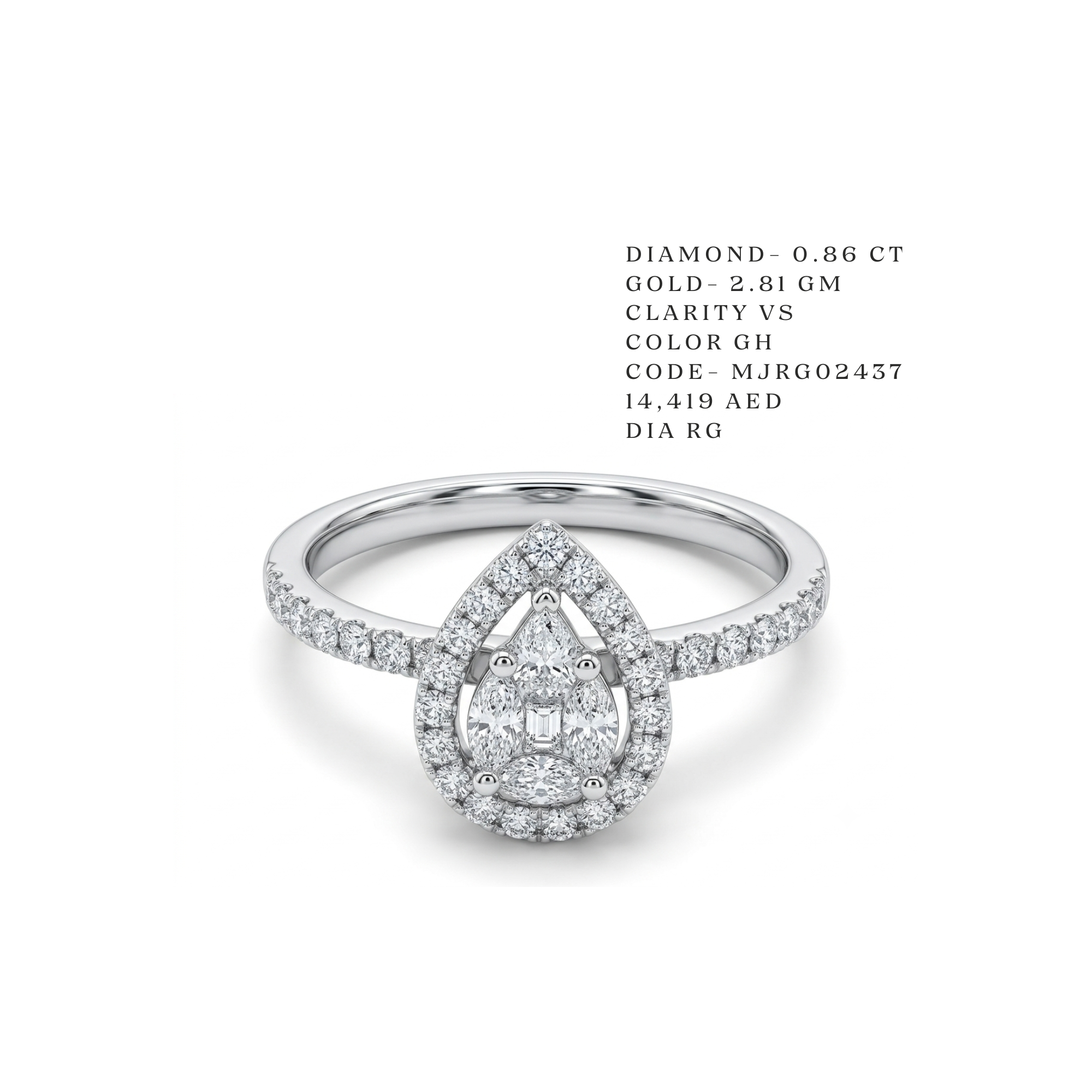 Isla" Pear-Cut Double Halo Ring- White and Yellow Gold Main image