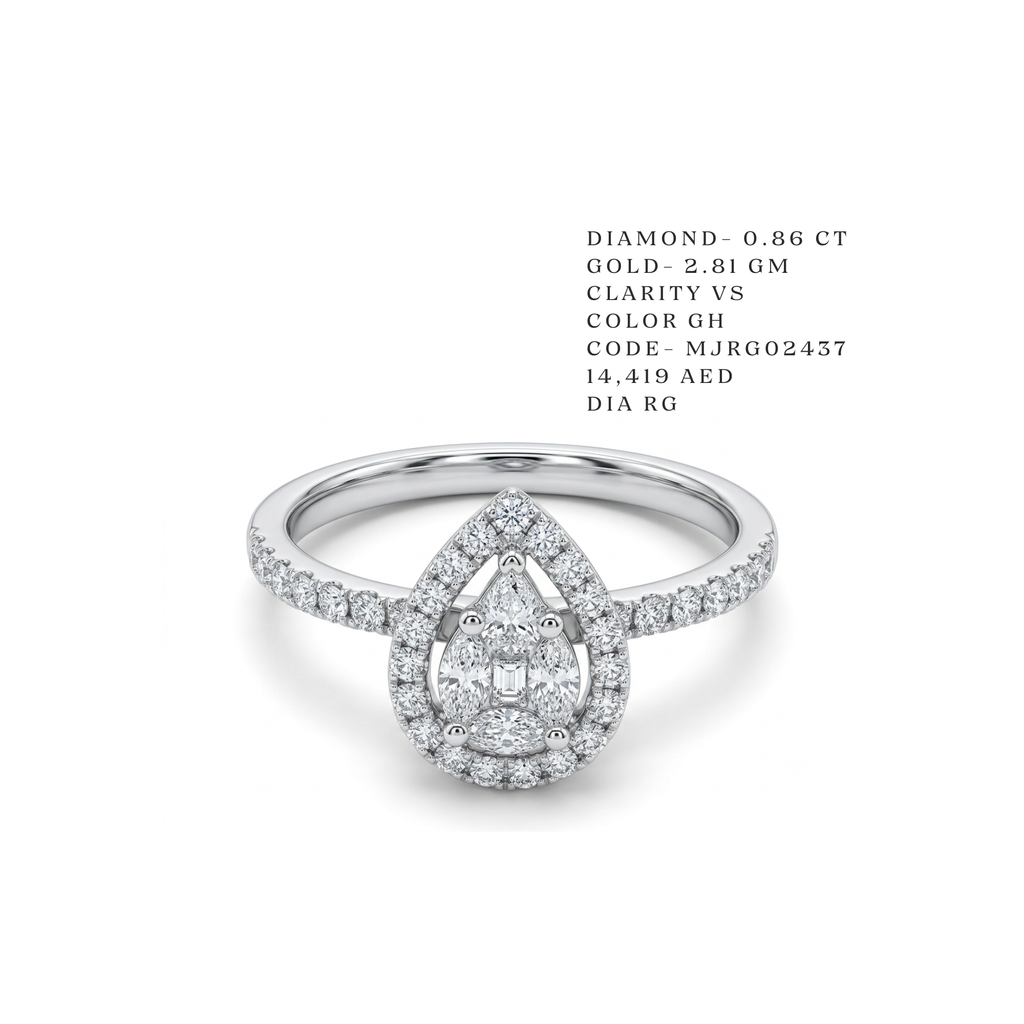 Isla" Pear-Cut Double Halo Ring- White and Yellow Gold