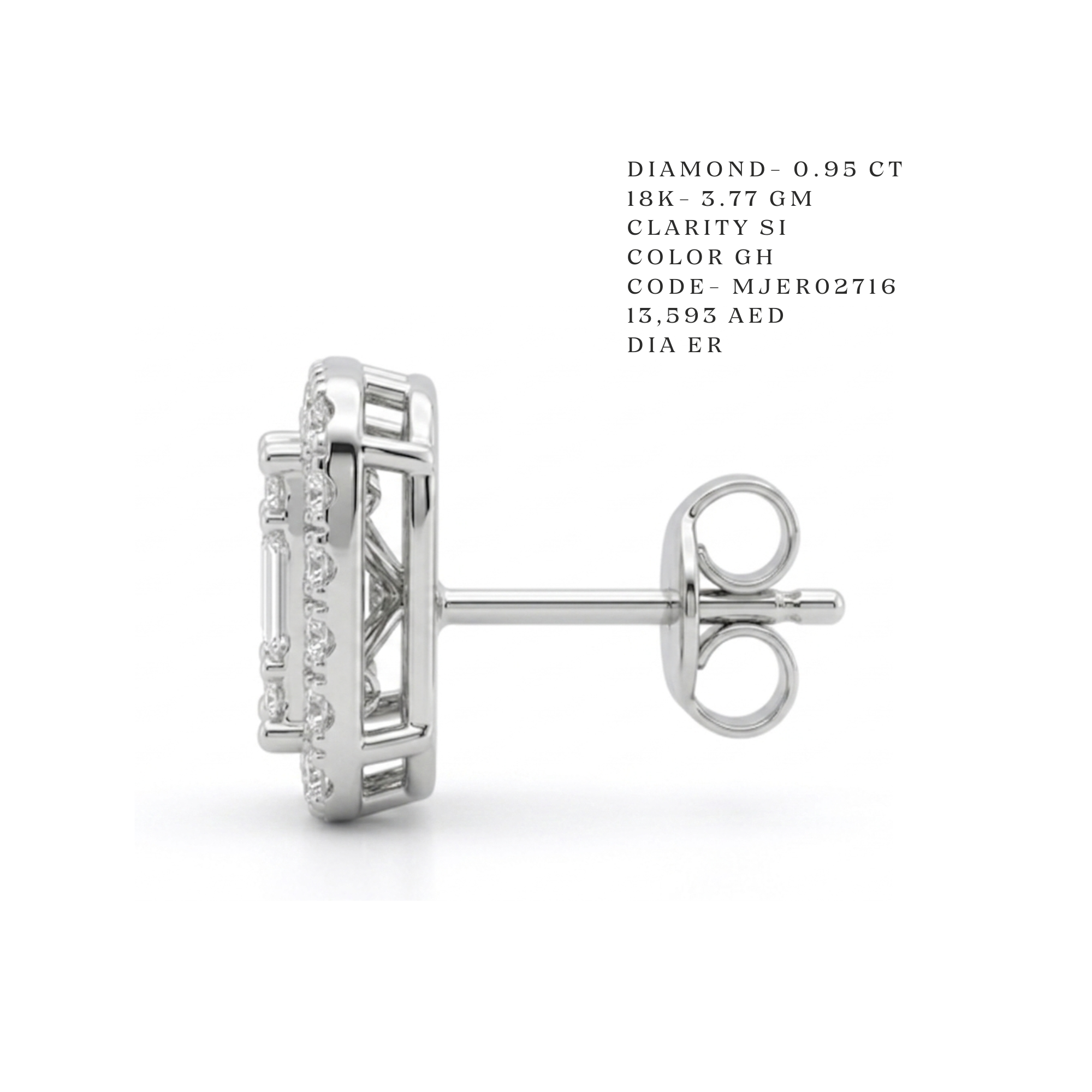 Emerald-Cut Mosaic Halo Studs Secondary image