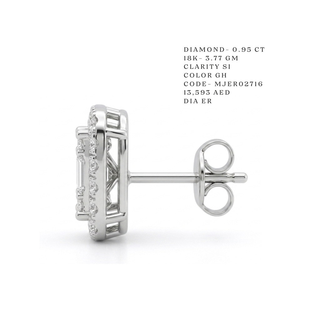 Emerald-Cut Mosaic Halo Studs