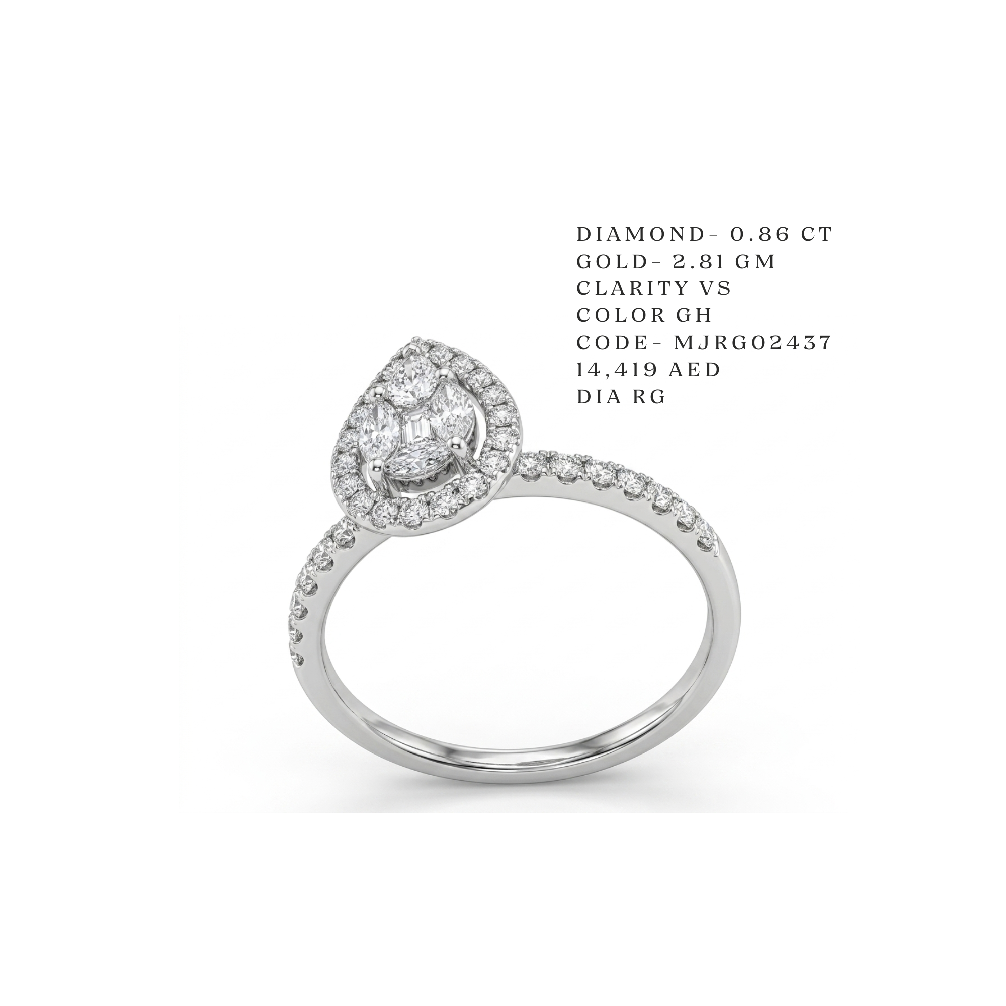 Isla" Pear-Cut Double Halo Ring- White and Yellow Gold