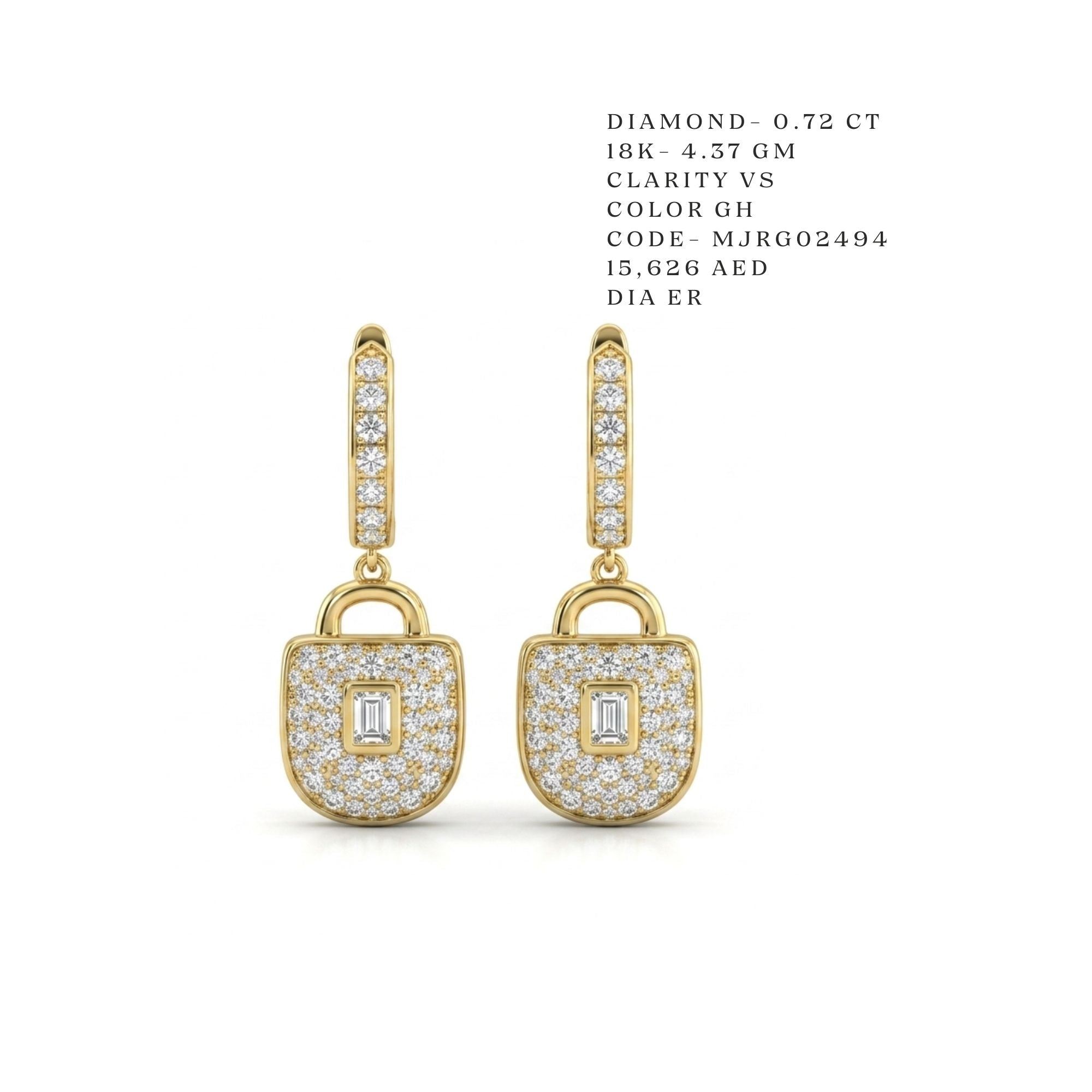 Sovereign Padlock Baguette Drop Earrings Main image