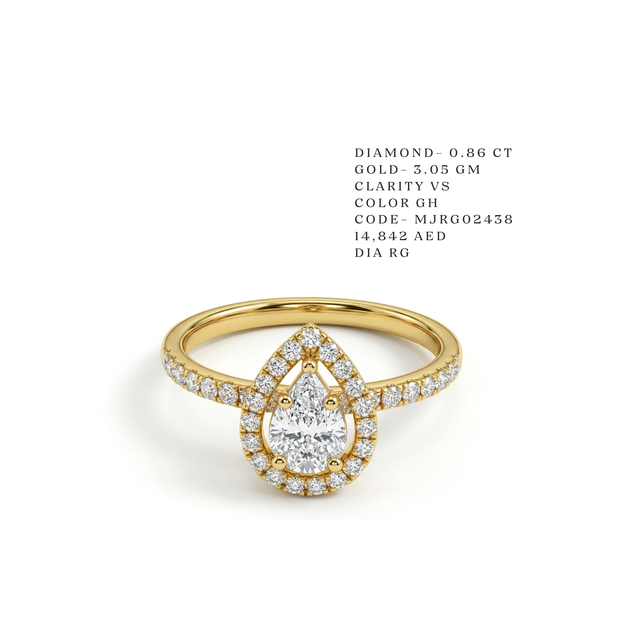 Isla" Pear-Cut Double Halo Ring- White and Yellow Gold