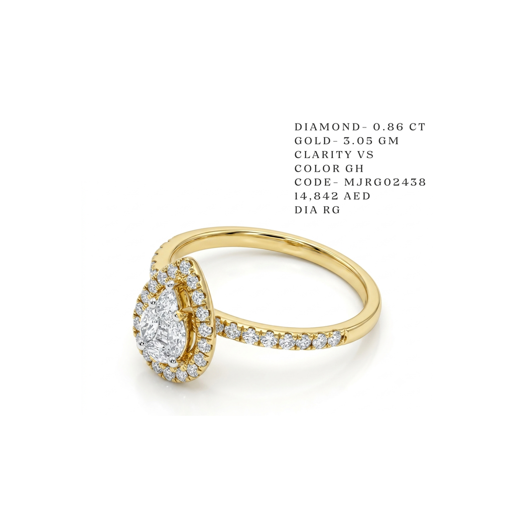 Isla" Pear-Cut Double Halo Ring- White and Yellow Gold