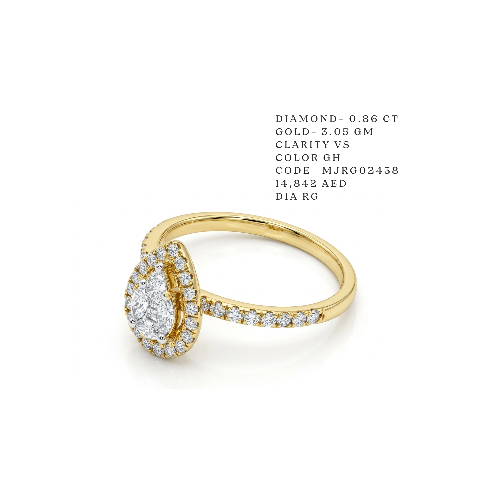 Isla" Pear-Cut Double Halo Ring- White and Yellow Gold