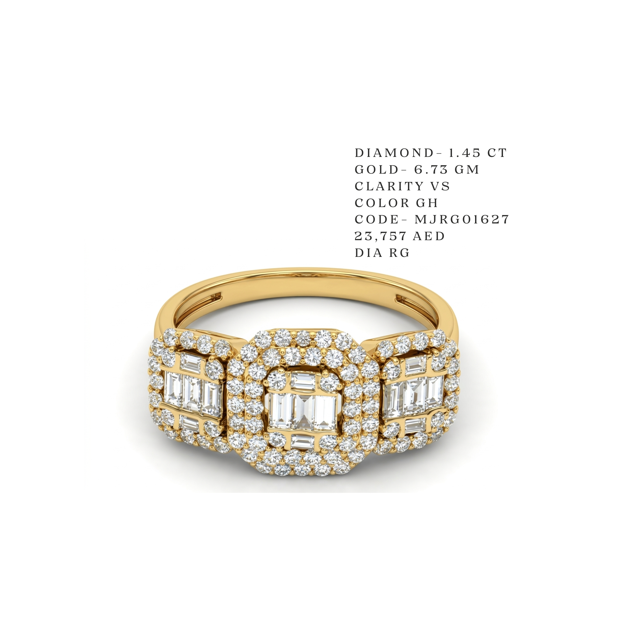 Triumphant Three-Stone Baguette Ring Main image
