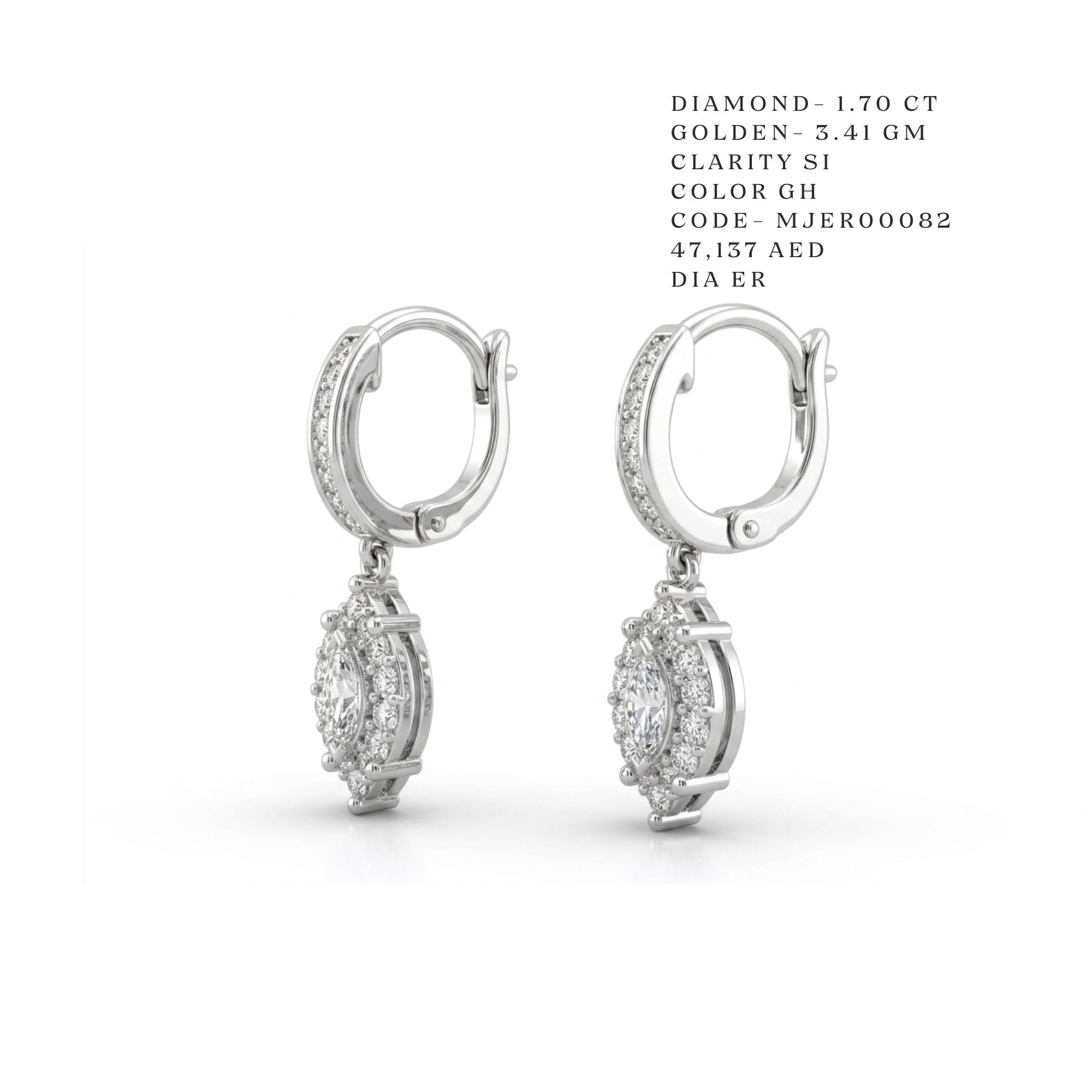 Marquise Halo Dangle Earrings Secondary image