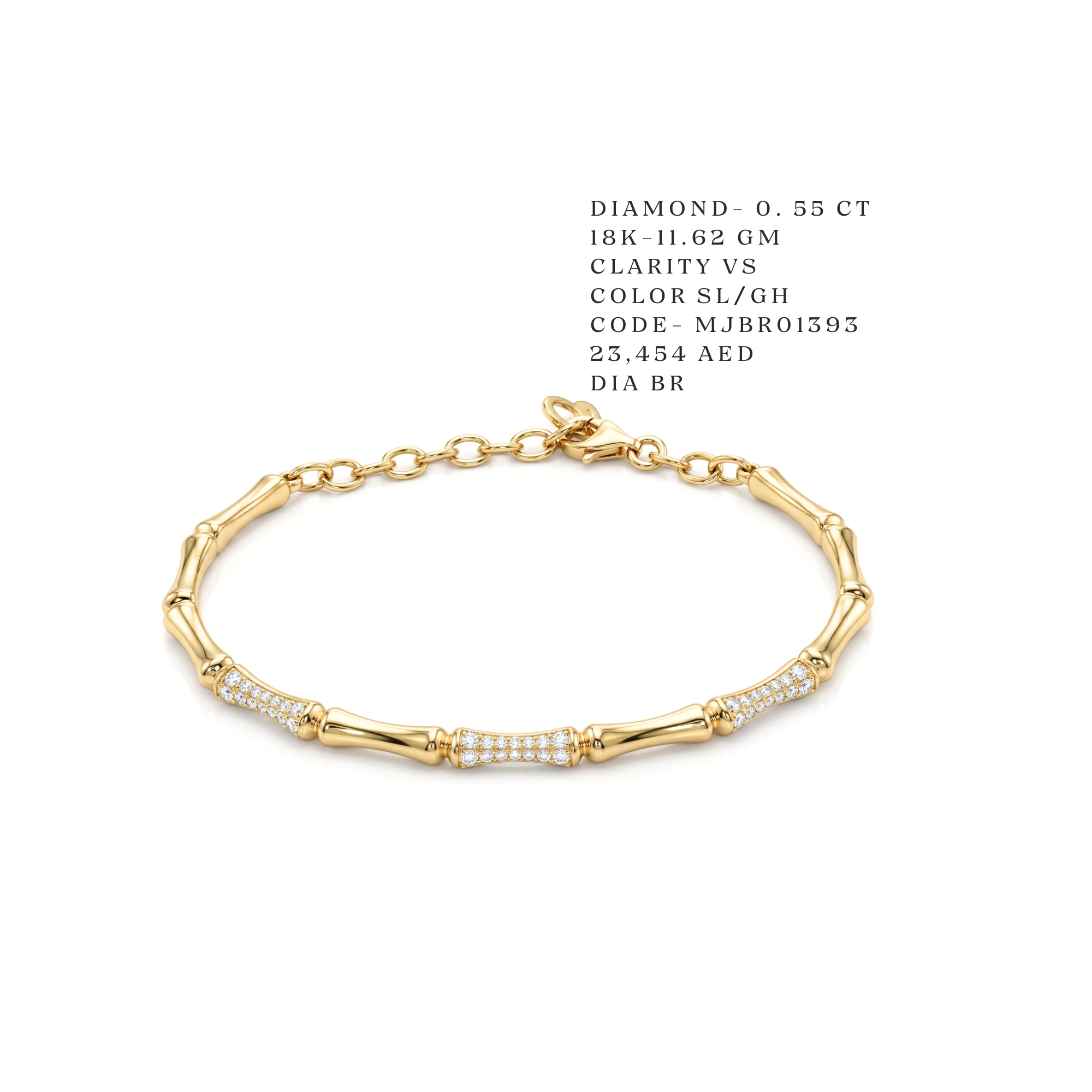 Diamond-Accent Bamboo Link Bracelet Main image