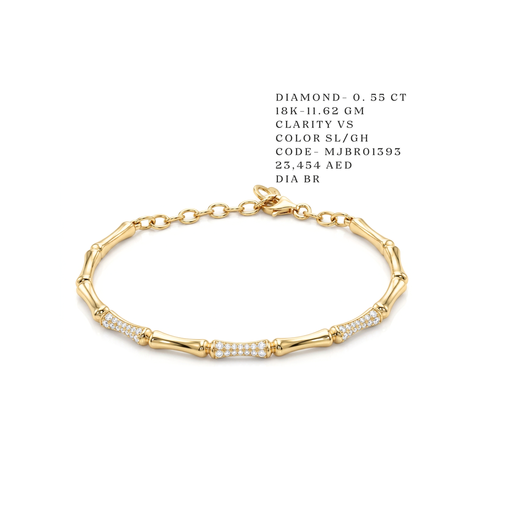 Diamond-Accent Bamboo Link Bracelet