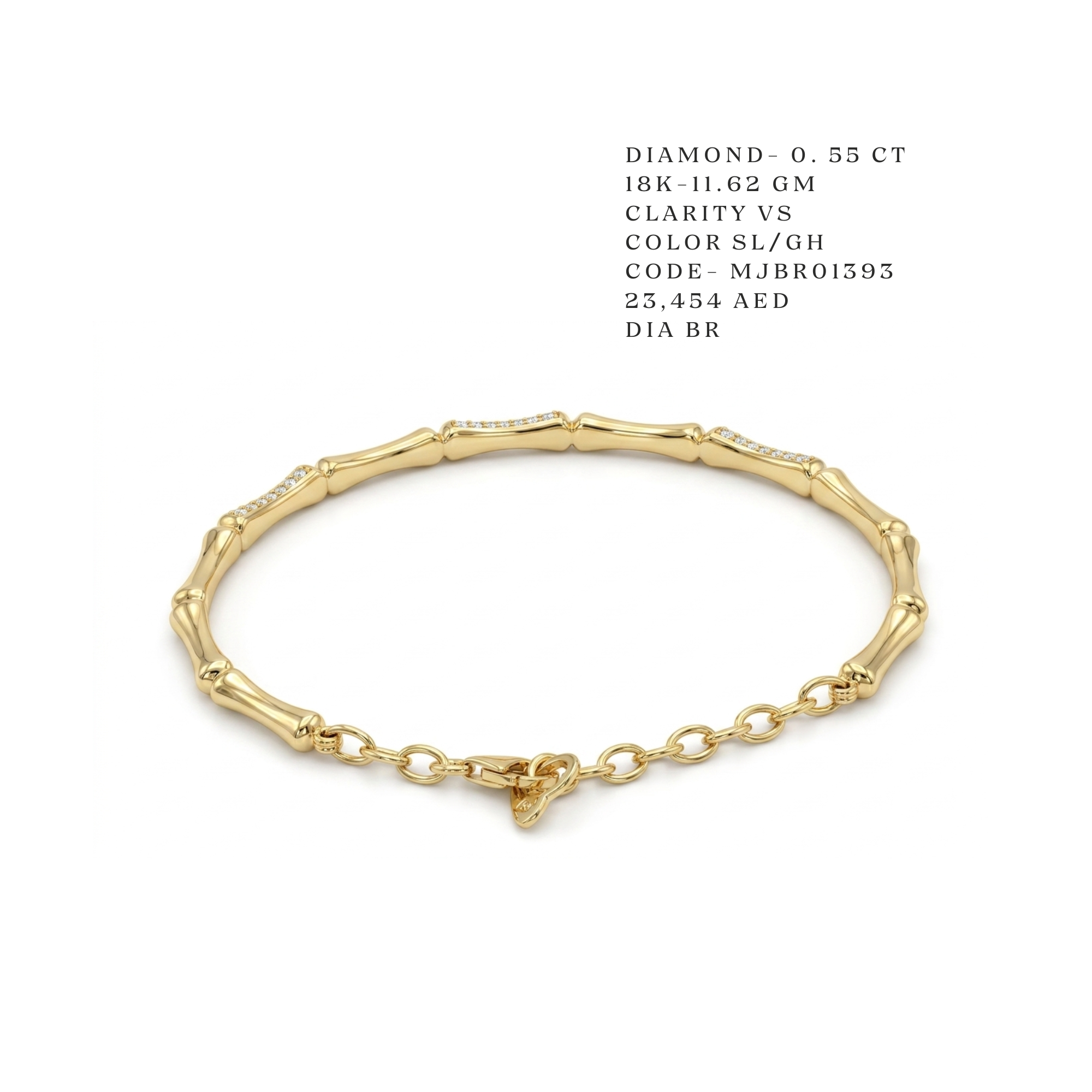Diamond-Accent Bamboo Link Bracelet