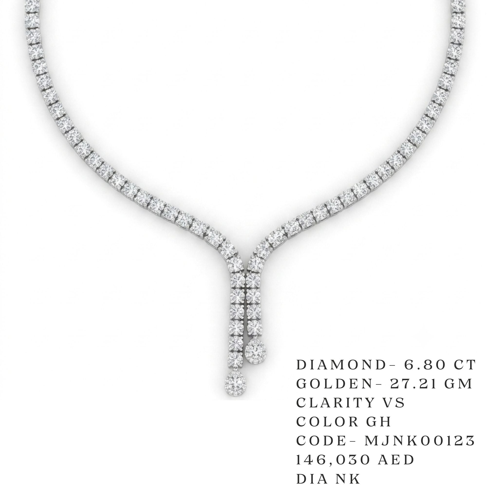 Linear Drop Tennis Fringe Necklace