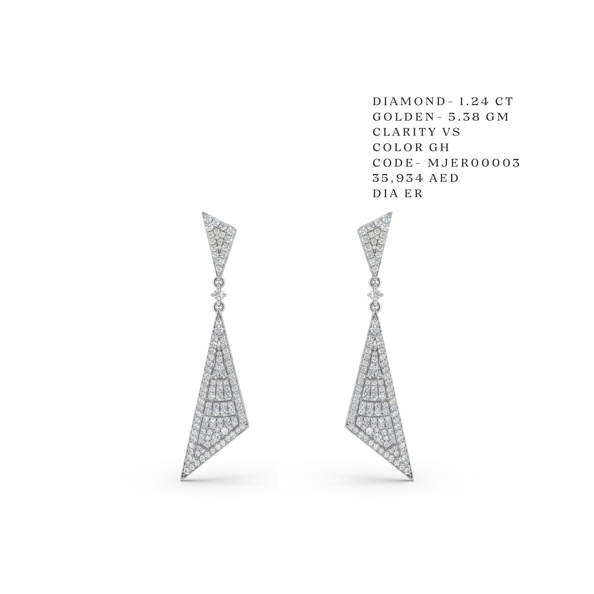 Asymmetrical Edge" Chevron Drop Earrings White and Yellow Gold Main image