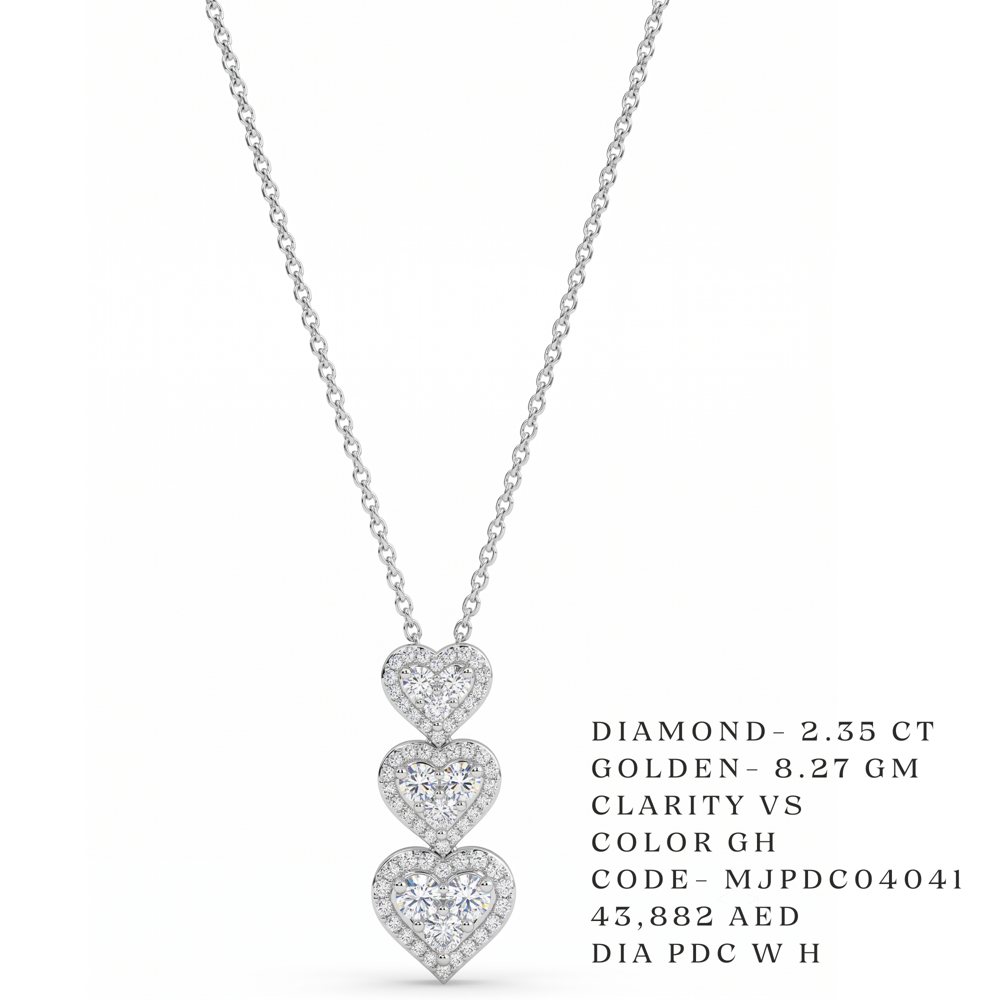 Tiered Trilogy Heart Diamond Necklace Main image