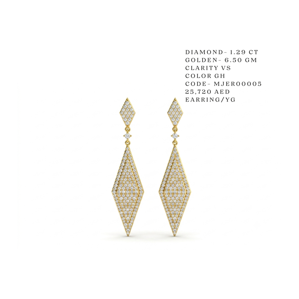 Rhombus Pavé Diamond Drop Earrings
