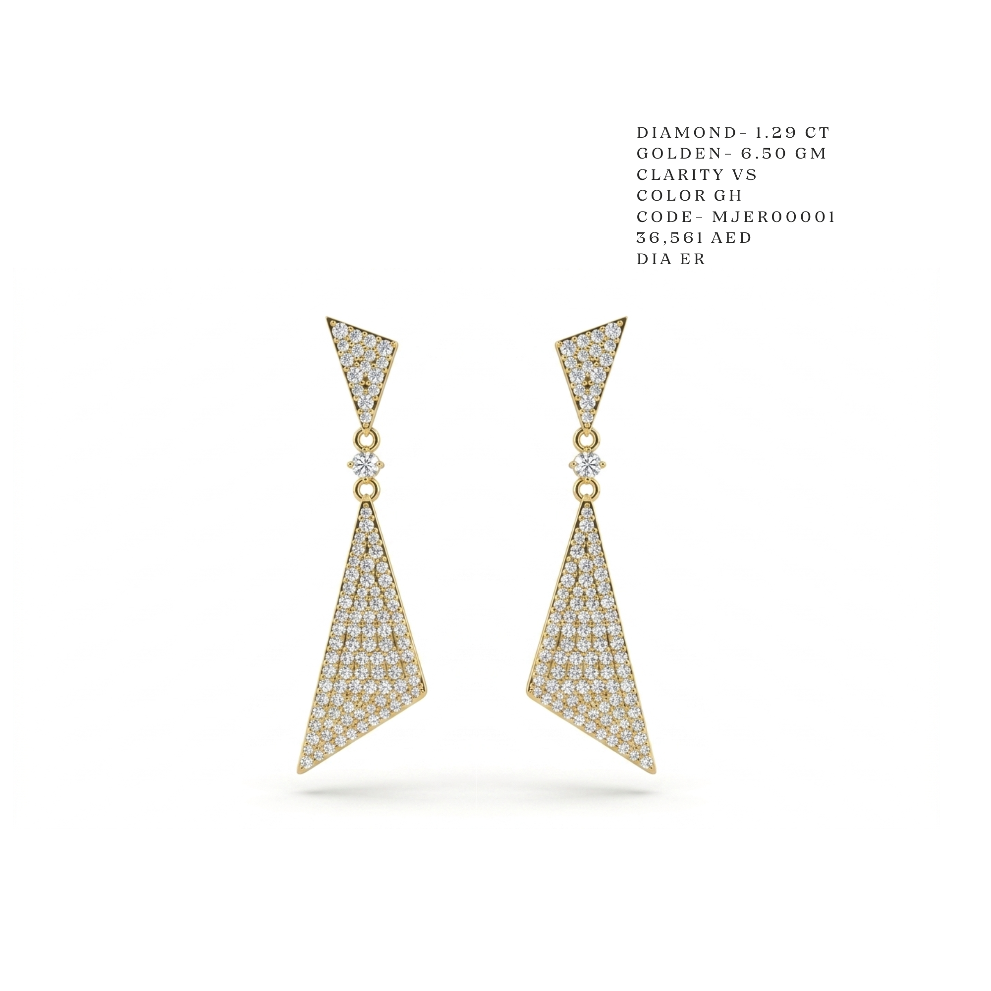 Asymmetrical Edge" Chevron Drop Earrings White and Yellow Gold Secondary image