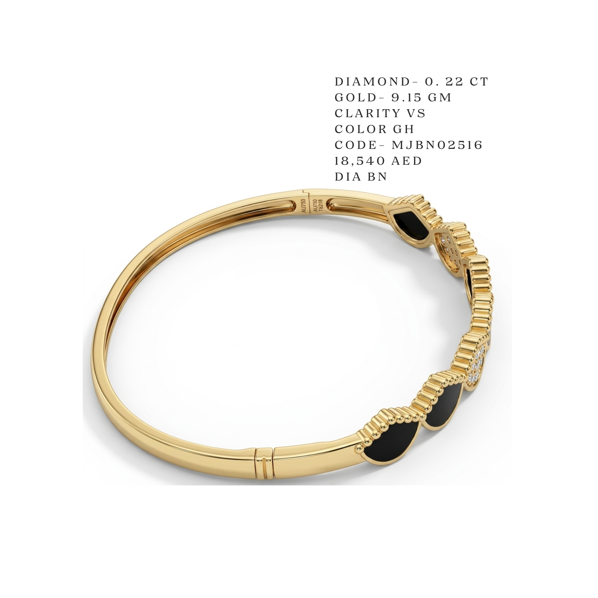 Onyx Scalloped Fan Diamond Bangle