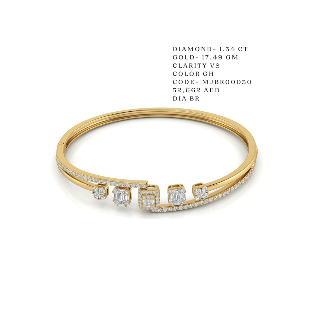 Modern Asymmetric Bypass Diamond Bangle