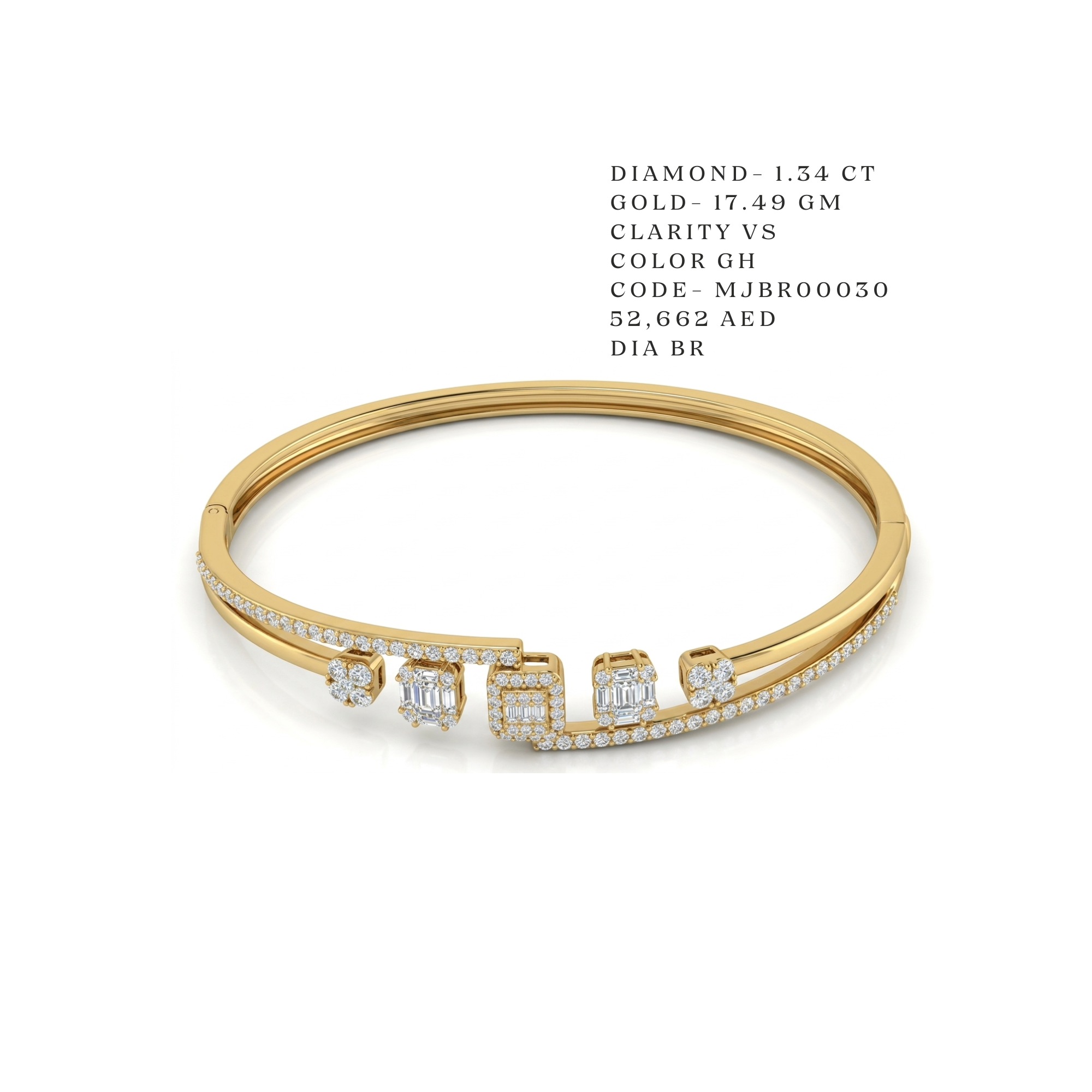 Modern Asymmetric Bypass Diamond Bangle