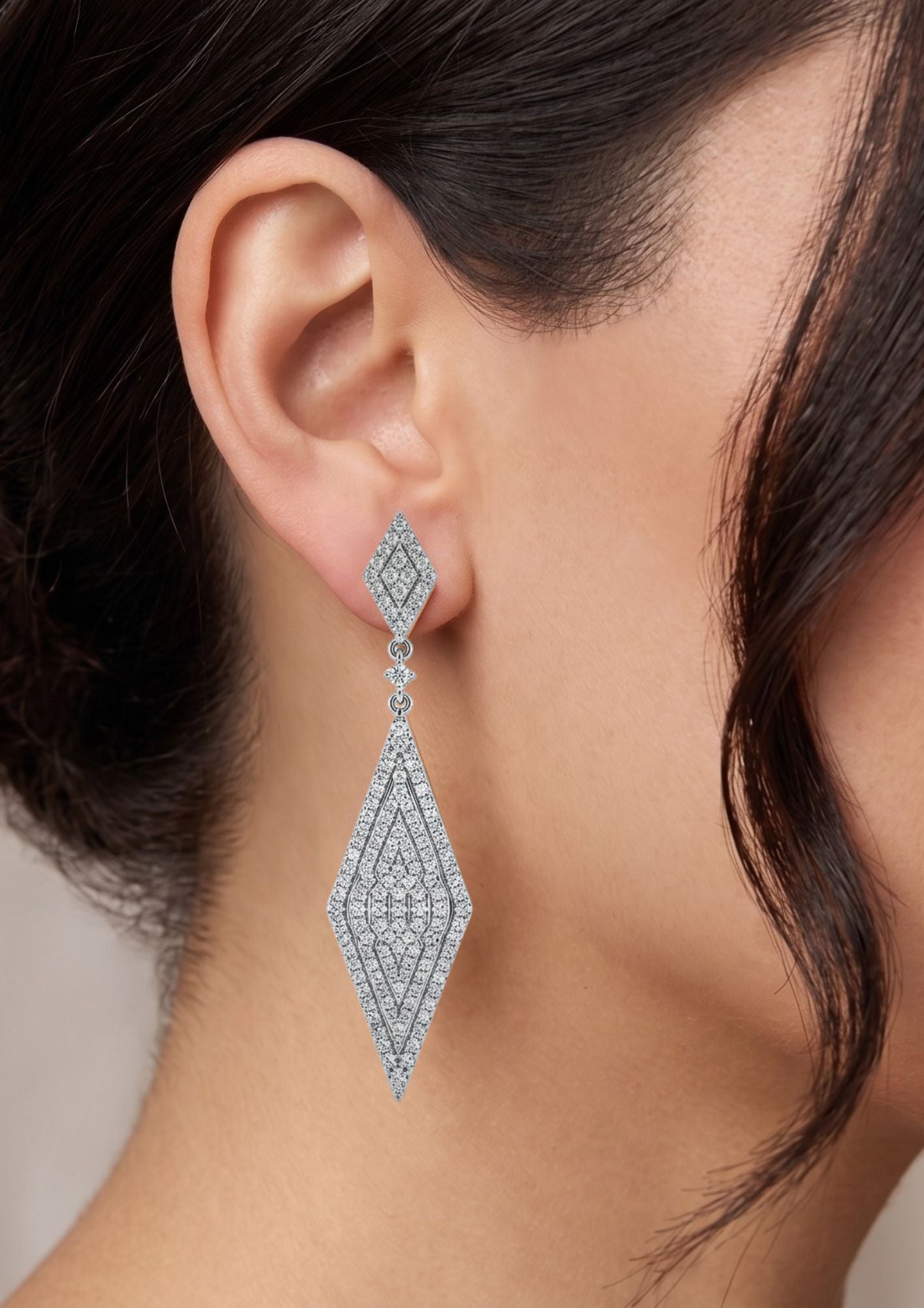 Rhombus Pavé Diamond Drop Earrings