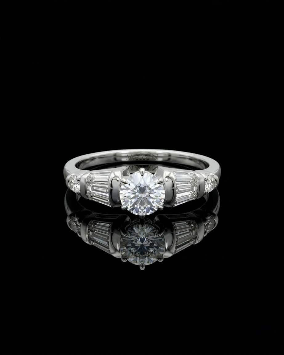 Round & Baguette Ring Main image