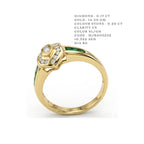 Hexagonal Emerald Accent Diamond Ring