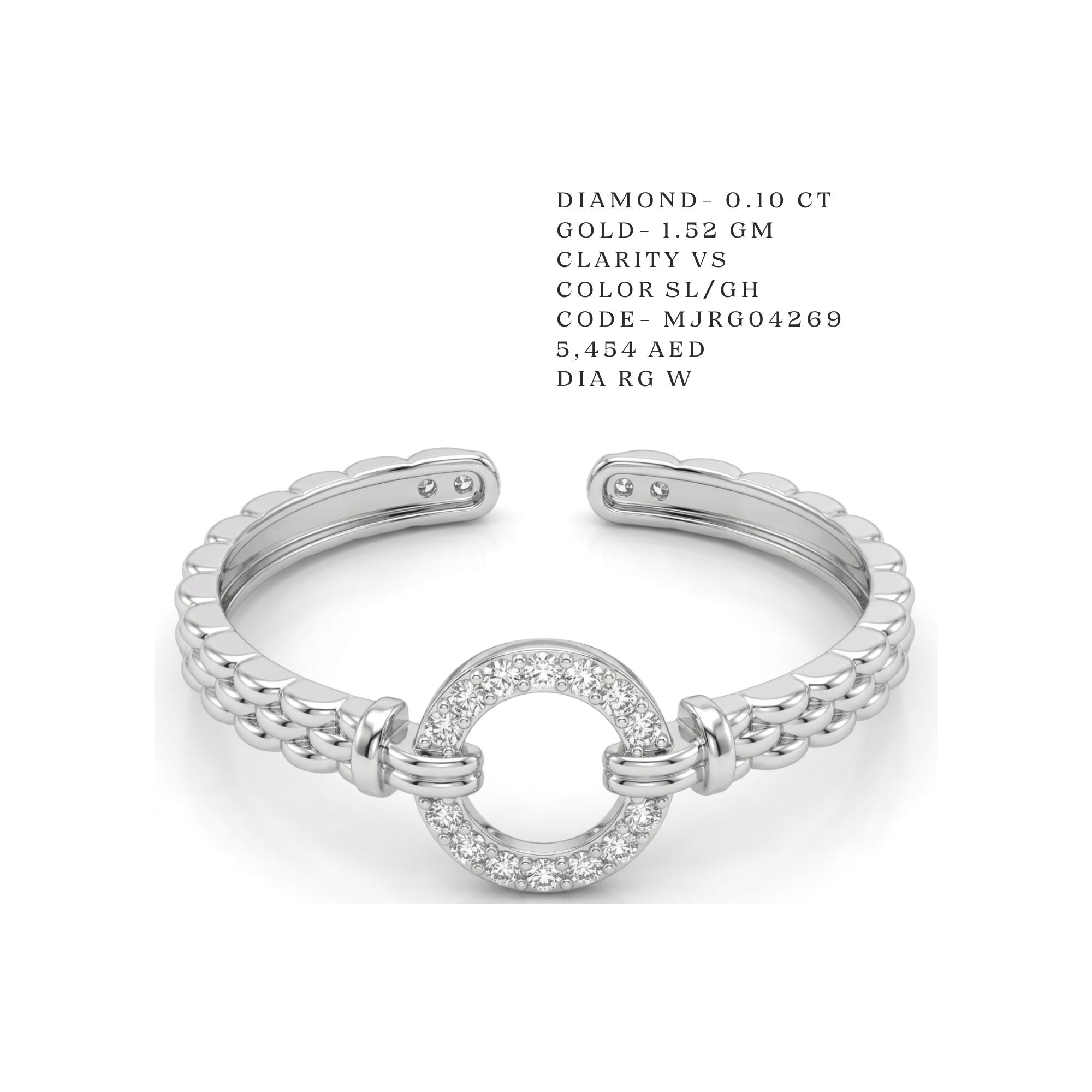 Open Circle Beaded Diamond Ring Main image