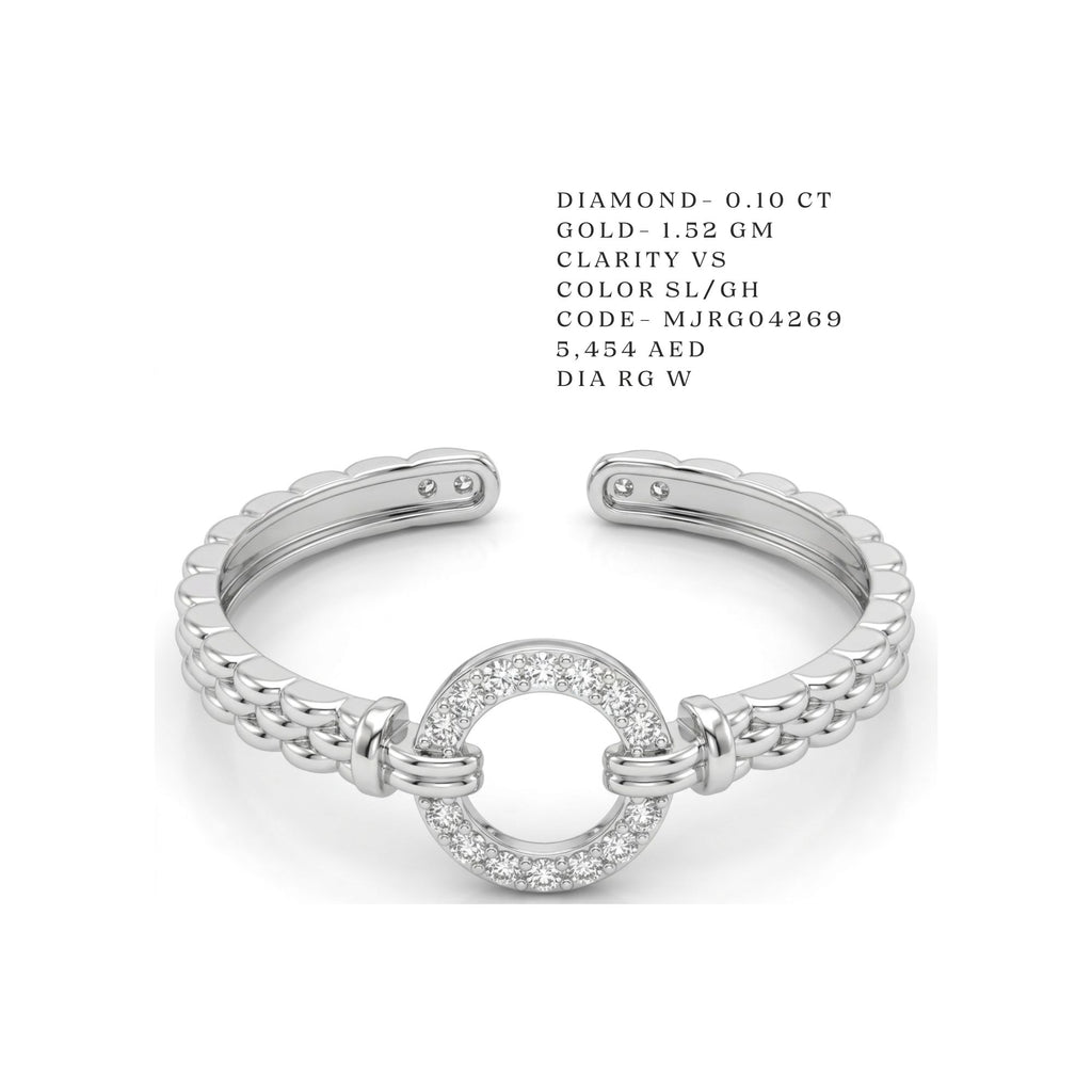 Open Circle Beaded Diamond Ring